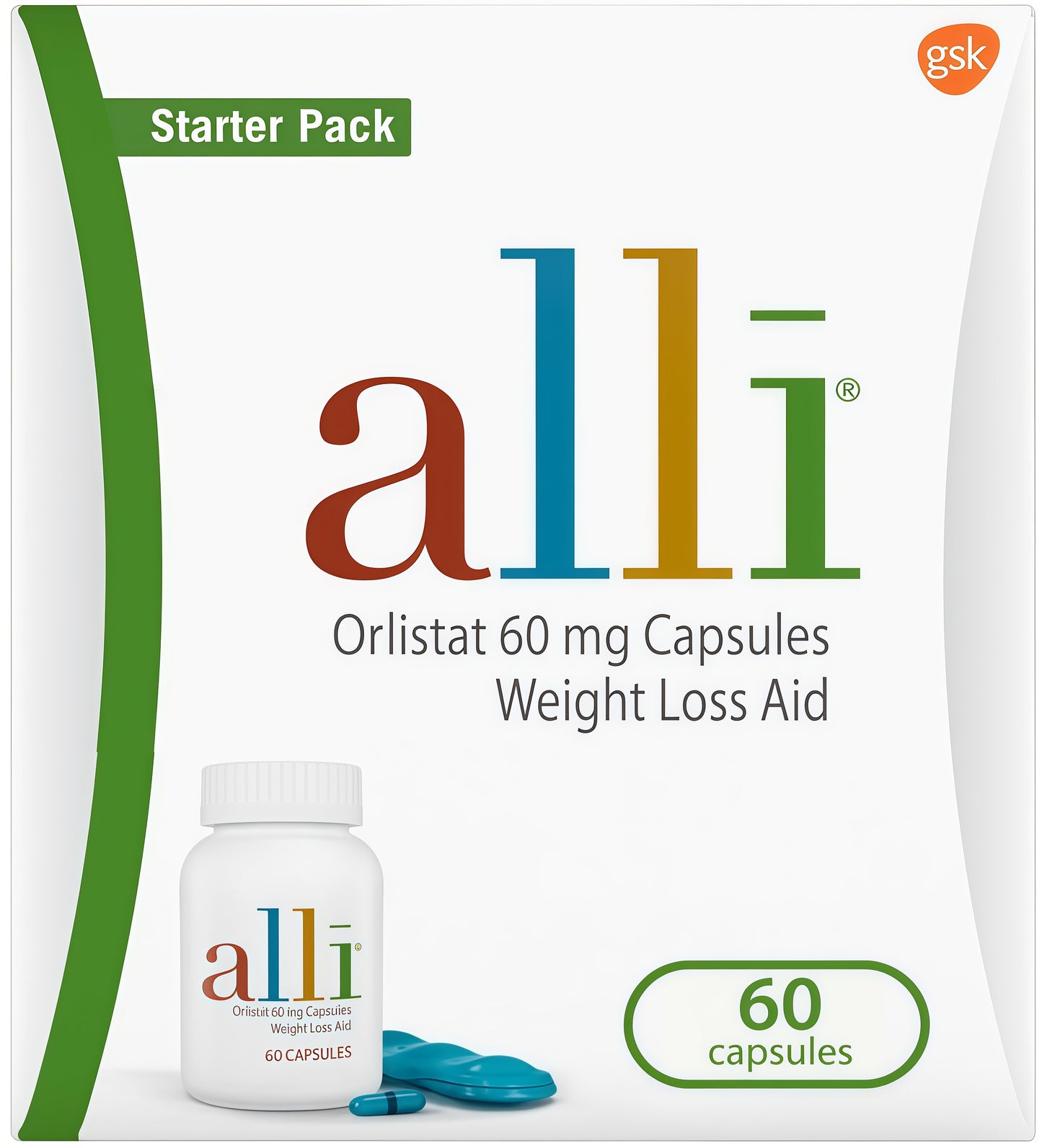 alli Weight Loss Diet Pills, Orlistat 60mg Capsules, Non Prescription WeightLoss Aid