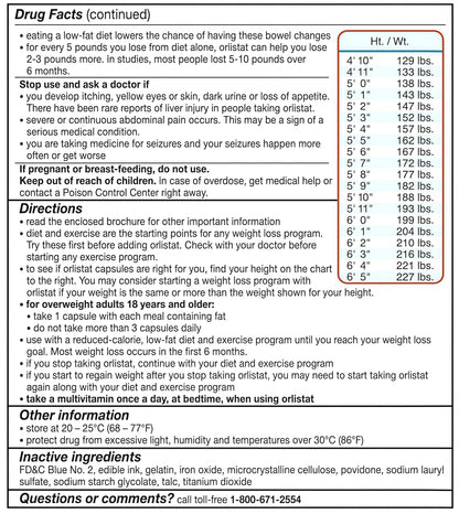 alli Weight Loss Diet Pills, Orlistat 60mg Capsules, Non Prescription WeightLoss Aid