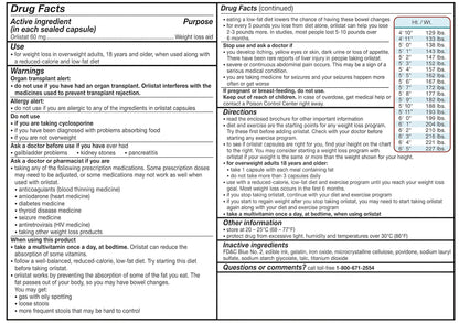 alli Weight Loss Diet Pills, Orlistat 60mg Capsules, Non Prescription WeightLoss Aid